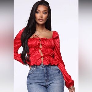 Elegant Red Women's Satin Top
